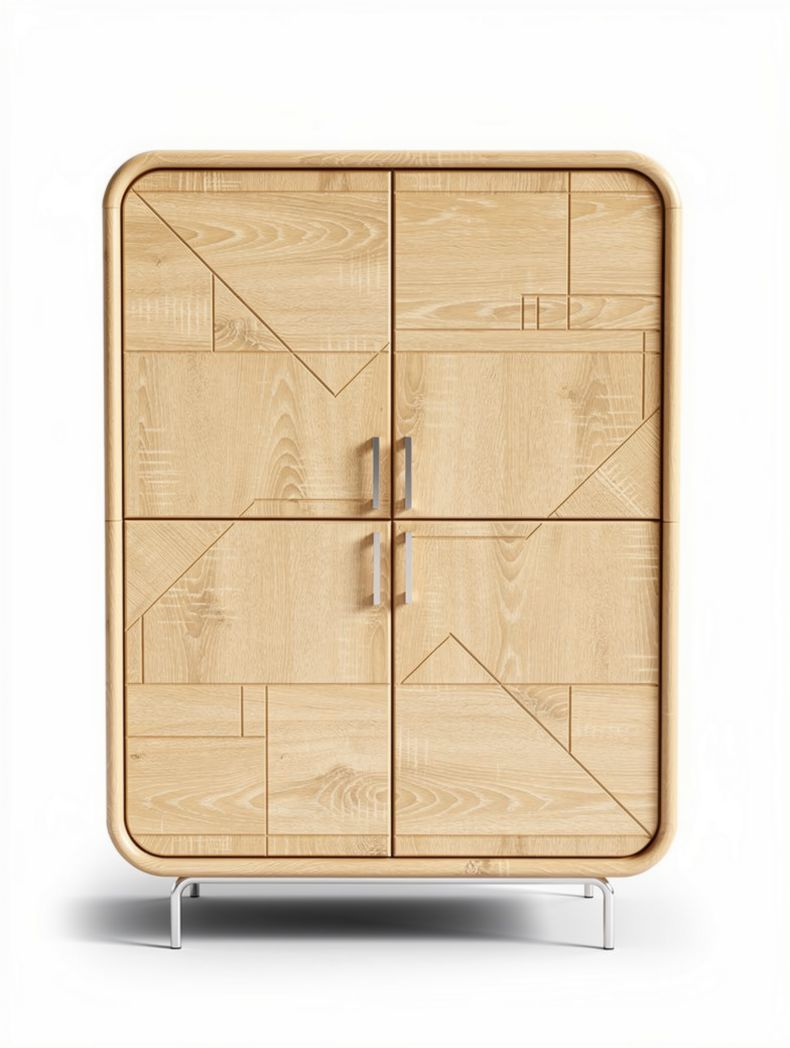 Wooden cabinet with four doors and metal legs dimensions 80 x 40 x 110cm