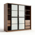 Wooden storage cabinet with sliding doors and shelves 180 x 45 x 210cm
