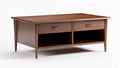 Walnut wood coffee table with two drawers and open storage space 120 x 60 x 45cm