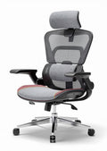 Ergonomic office chair with adjustable headrest and lumbar support gray fabric 60 x 60 x 120cm