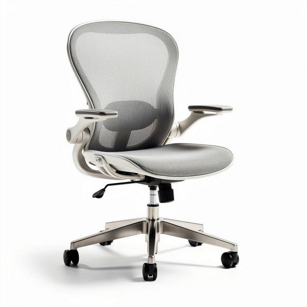 Mesh ergonomic office chair with adjustable arms and lumbar support gray 60 x 60 x 100cm