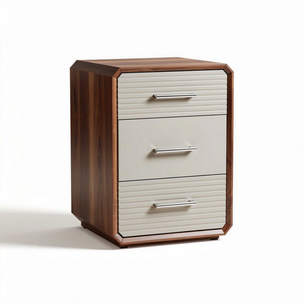 Wooden nightstand with three drawers and modern design 45 x 40 x 60cm