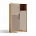 Wooden storage cabinet with two doors and one open shelf 80 x 40 x 120cm beige color