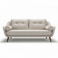 Fabric sofa with tufted design and wooden legs 180 x 90 x 80cm cream color