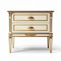 White nightstand with two drawers and gold accents 50 x 40 x 60cm