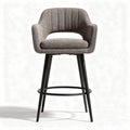 Bar height stool with padded fabric seat and metal legs in gray 50 x 50 x 100cm
